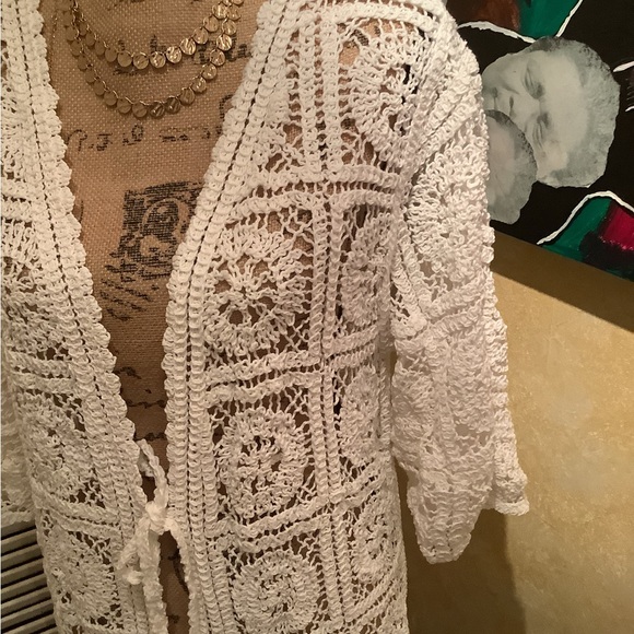 Tie front crochet maxi cardigan - Picture 2 of 4